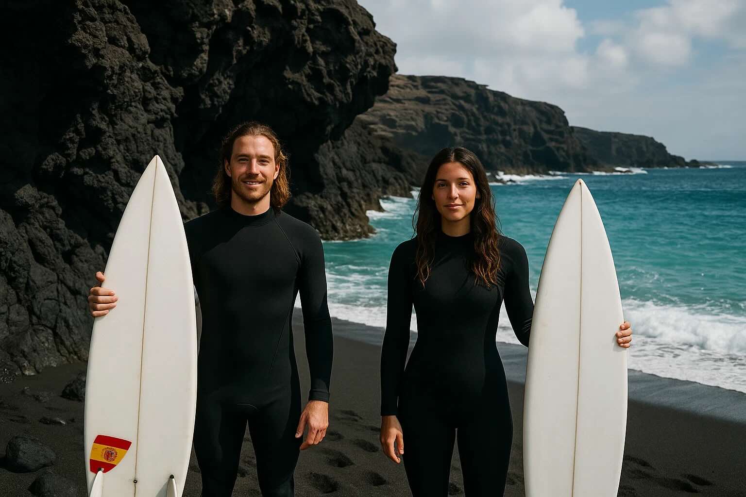 Surfer pulling into a barrel at El Quemao, Lanzarote